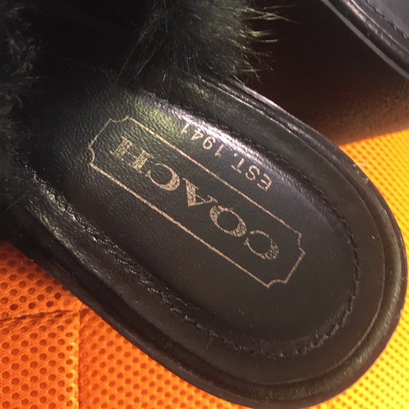 Coach Platform Mules with black fur - Picture 2 of 8